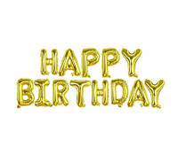 Шарики Happy birthday, золото - (без гелия), размер буков около 40см