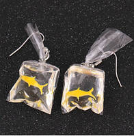 Сережки для дітей "Рибки", жовті - розмір 2,5*2,5 см, (пластик)