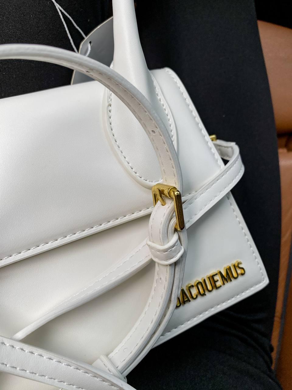 Жіноча сумка Жакмюс біла Jacquemus White натуральна шкіра, фото 1