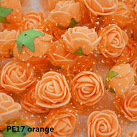 Набір помаранчевих квіточок з фатином - 50шт. (розмір однієї квітки 1,5 см)