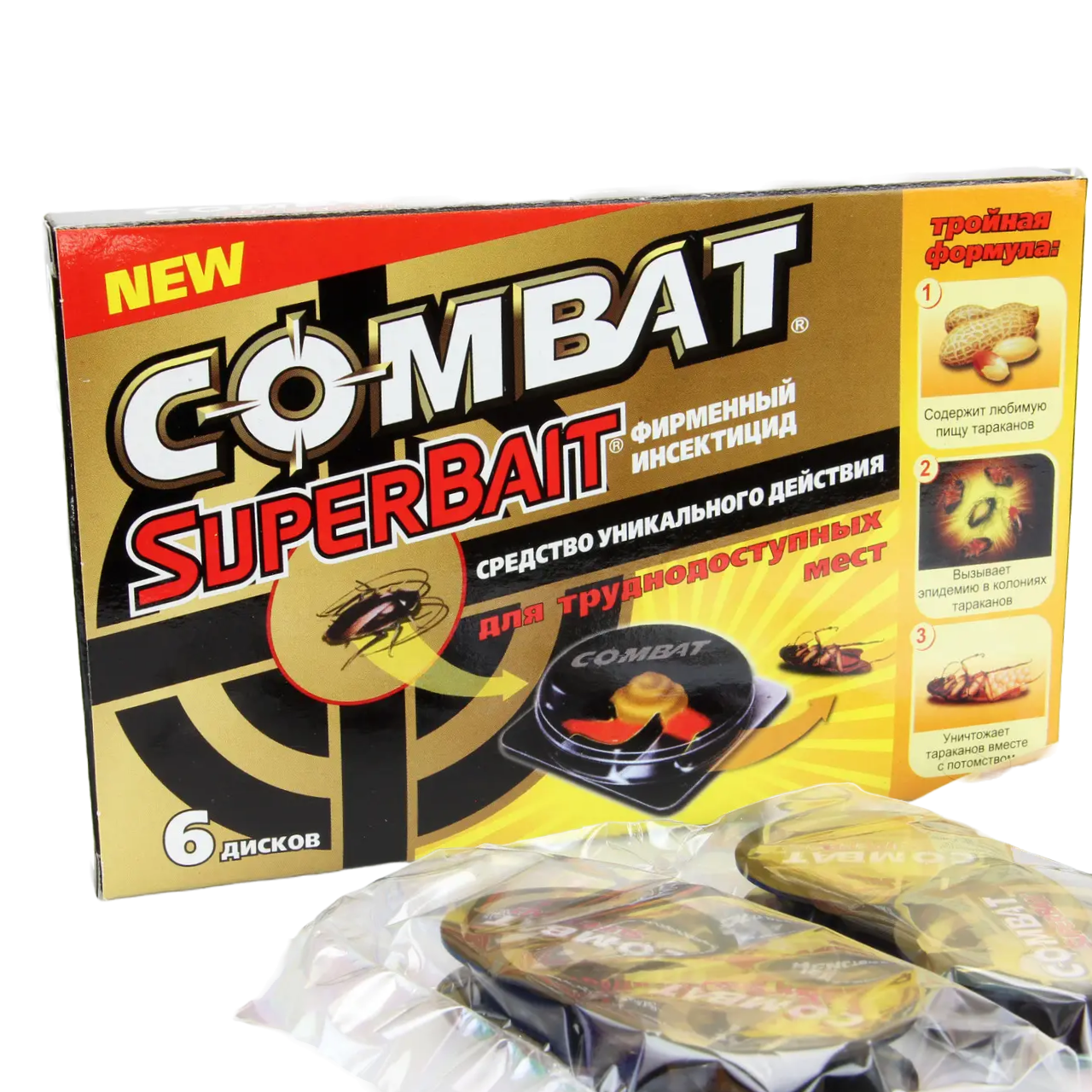 Пастки від тарганів та мурашок Combat комплект 6 пасток, фото 1