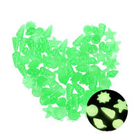Люминесцентные зеленые камни в аквариум разнофигурные - в наборе 10шт., размер одного камня 2-3см