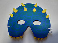 Детская маска Динозавр на лицо 17 на 14 см голубо-желтый
