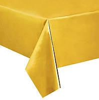 Праздничная скатерть на стол из тонкой фольги золотистая - размер 274*137см