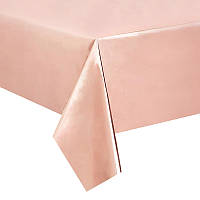 Праздничная скатерть на стол из тонкой фольги розовое золото - размер 274*137см