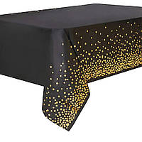 Праздничная скатерть на стол из тонкой фольги черная - размер 274*137см