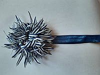 Повязка синяя детская с цветком - размер цветка около 9см, окружность 34-46см