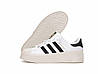 Жіночі кросівки кеди Adidas Superstar Platform Bonega високі Адідас Суперстар на платформі білі з чорним шкіряні, фото 5