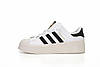 Жіночі кросівки кеди Adidas Superstar Platform Bonega високі Адідас Суперстар на платформі білі з чорним шкіряні, фото 8