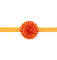 Оранжевая повязка для детей на голову - размер универсальный (на резинке), цветок 7см