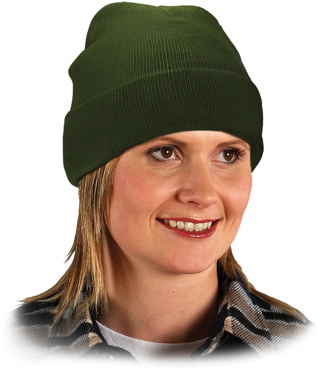 Зимова шапка в'язана з відворотом з акрилової бавовни універсальна унісекс REIS, шапка робоча, шапка оливковий