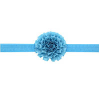 Голубая повязка для детей на голову - размер универсальный (на резинке), цветок 7см