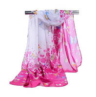 Женский шарф с бабочками, розовый + белый - размер шарфа приблизительно 145*48см, 100% вискоза