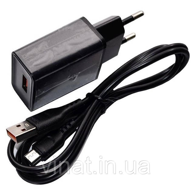 Адаптер живлення DENMEN DC01V + кабель Micro USB (5V/2.1A/1USB)