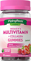 Вітамінно-мінеральний комплекс для жінок Piping Rock Women's Multivitamin + Collagen Gummies 30 Gummies (Mixed Berry)
