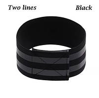 Светоотражающий браслет на одежду черный с двумя полосками - ширина 5см, длина 33см