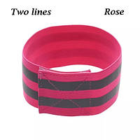 Светоотражающий браслет на одежду розовый с двумя полосками - ширина 5см, длина 33см