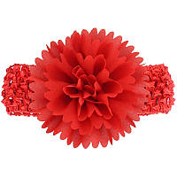 Повязка для девочки на голову с цветком 30-50 см красный