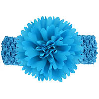 Повязка для девочки на голову с цветком 30-50 см голубой