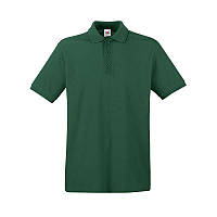 Хлопковая мужская футболка поло однотонная темно-зеленая (бутылочный цвет) - S, 3XL