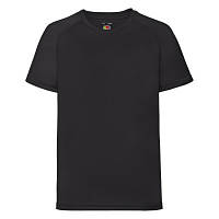 Спортивная детская однотонная футболка черного цвета - 116, 140, 152, 164