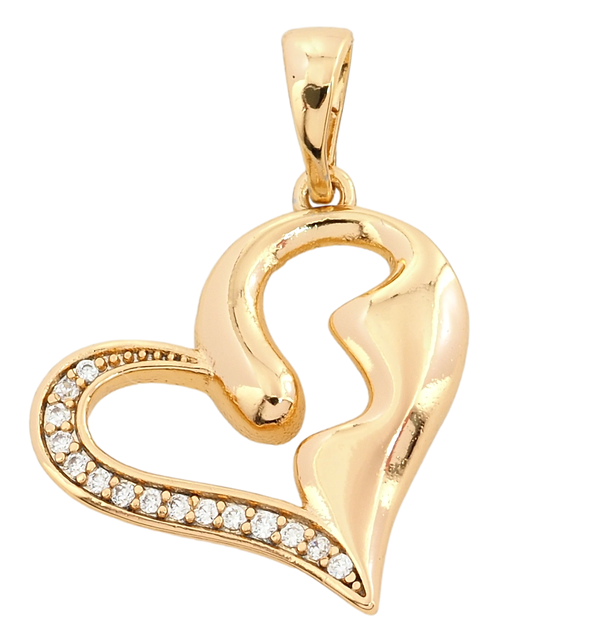 Кулон Xuping Позолота 18K "Серце з цирконієм" для ланцюжка до 5мм
