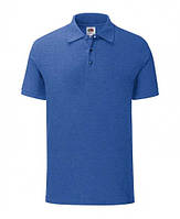 Модная мужская однотонная футболка поло синий меланж - S, M, L, XL