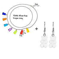Бижутерия с мишками (набор) - в набор входит сережки белые и ожерелье, материал смола