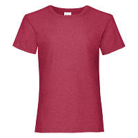 Однотонная молодежная футболка для девочки красный меланж - 104, 116, 128, 152, 164