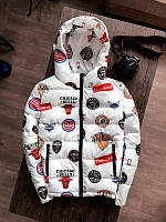 Весенняя мужская куртка с капюшоном "Баскетбольная лига" белая - M, L, XL