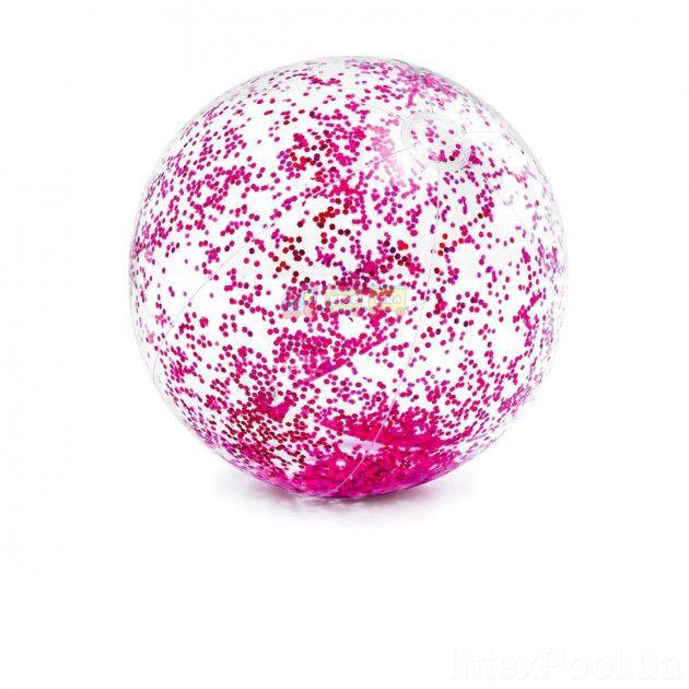 М'яч надувний пляжний Intex Прозорий блиск 51см рожевий, 58070 (CRIMSON)