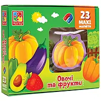 Набір дитячих розвиваючих магнітів Vladi Toys Овочі та фрукти (укр), VT3106-28