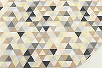 Ткань хлопковая "Треугольники-мозаика" коричнево-серого цвета №1368
