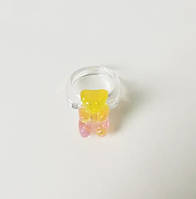 Кольцо для детей с мишкой оранжевое - окружность 4,5см (не регулируется), пластик