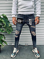 Класні чоловічі демісезонні джинсові штани "Stop" сині 30, 31, 32, 36