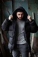 Стильовий і дуже теплий чоловічий пуховик oversize "Heat" чорний - S, M, L, XL