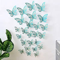 Бабочки интерьерные на стену 12 штук бирюзовый