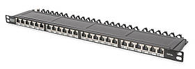 Digitus Патч-панель 19' 0,5U STP Cat.6а 24 порти, зібрана, RAL 9005