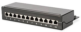 Digitus Патч-панель Desktop, 12 портів, 6A STP в зборі, RAL 9005