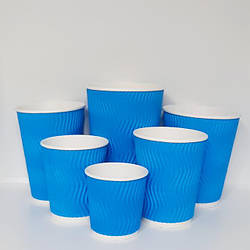 Стакани гофровані Блакитні