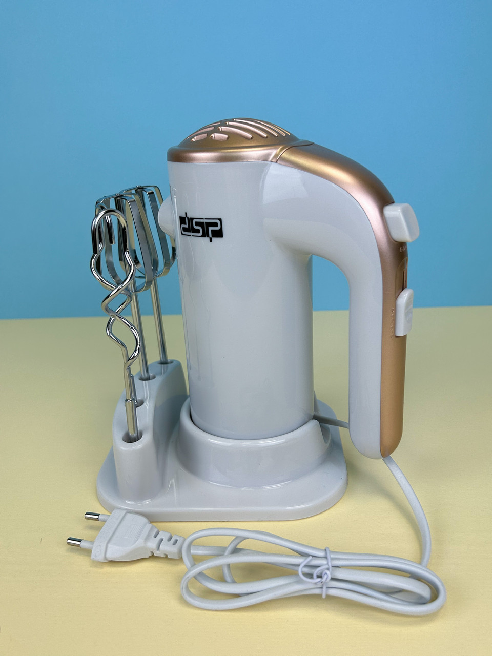 Побутовий кухонний міксер для збивання з підставкою DSP KM2021 (5 швидкостей, 200W), білий