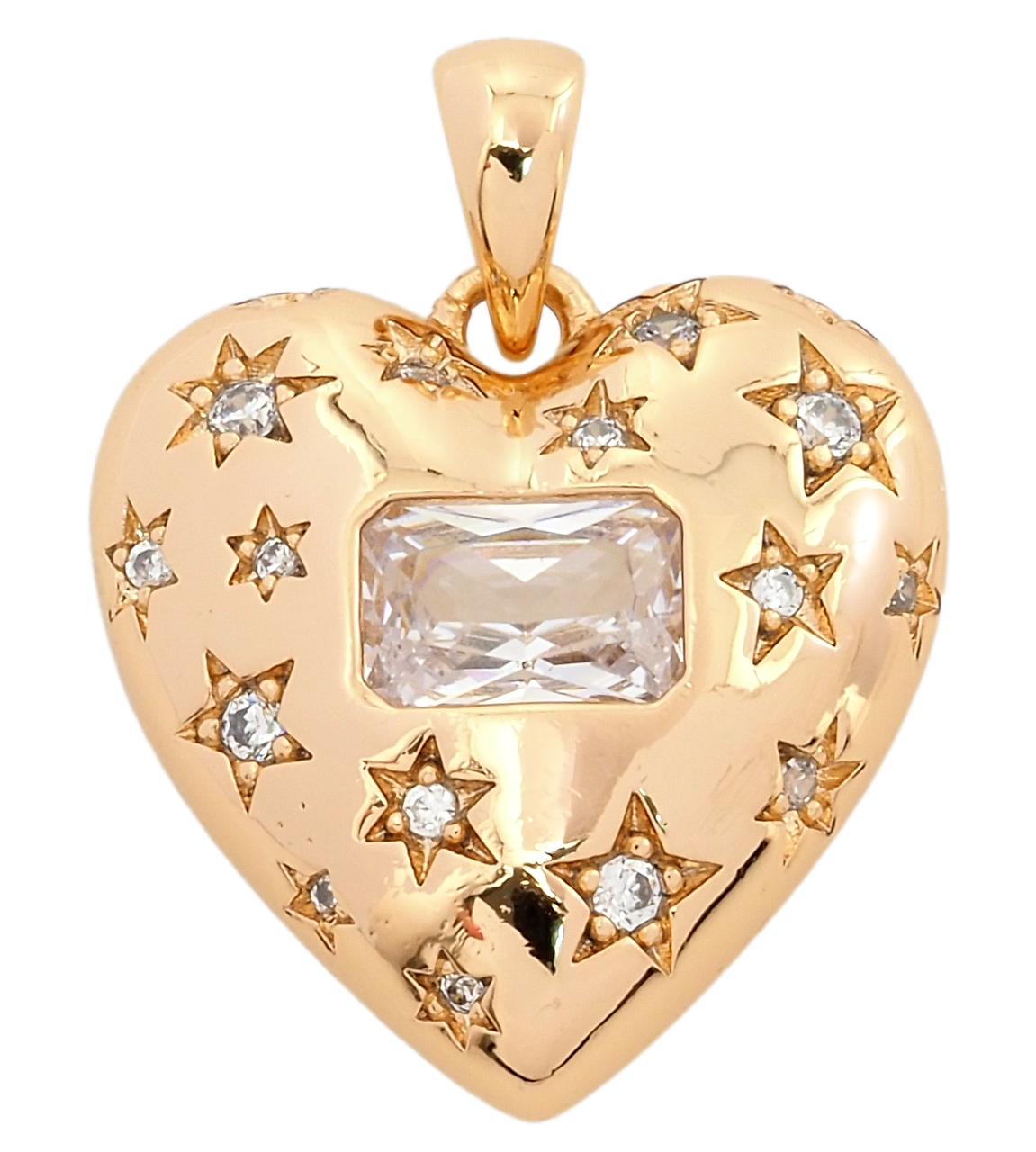 Кулон Xuping Позолота 18K "Серце із зірковим візерунком" для ланцюжка до 3мм