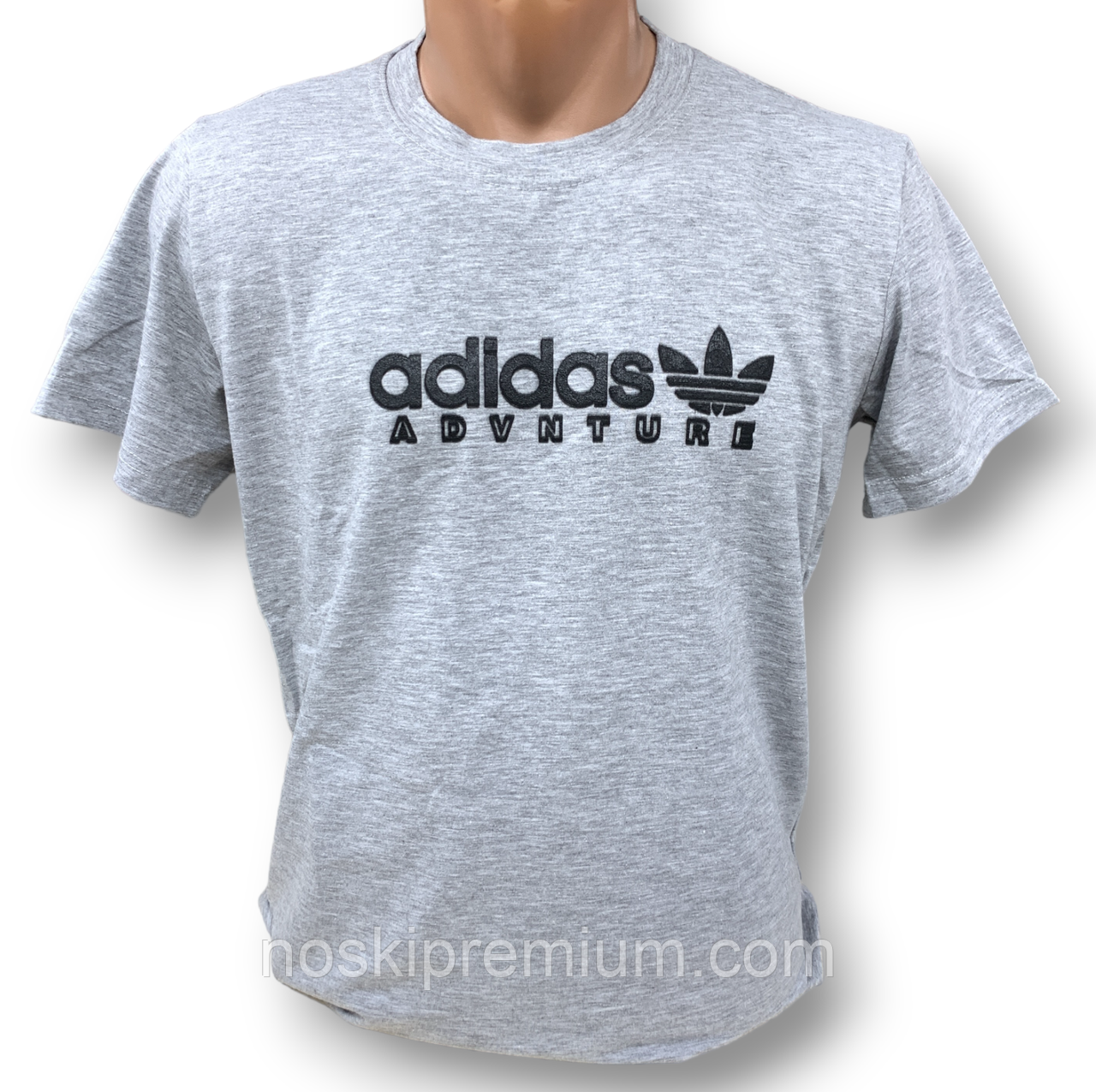 Футболка чоловіча стрейчева Adidas, Туреччина, розміри 46-54, світло-сіра, 011711