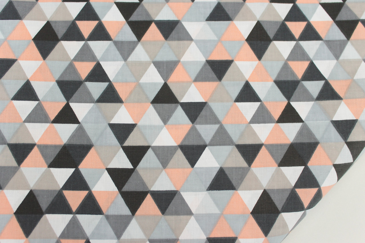 Польська бавовна "Трикутники-мозаїка" сіро-пудрові кольори No1726, фото 1