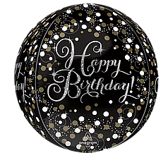 АН023 ANAGRAM-АН Сфера 16" Happy Birthday - срібне конфетті (УП)