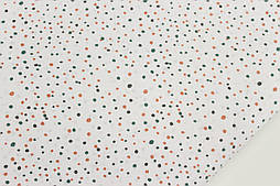Тканина бавовняна "Хаотичні точки" смарагдово-пудрові кольори на білому кольорі 125 г/м2 No1512