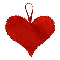 Підвісне червоне серце міні для декору валентинка 10х8 см синт. тканина