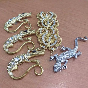 Металевий клейовий декор зі стразами Декор для рукоділля Силумін 8 шт./1уп (KG-9967)