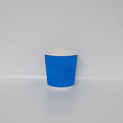 Стакан паперовий гофра синій 110 мл одноразовий гофрований для еспресо гофростакан