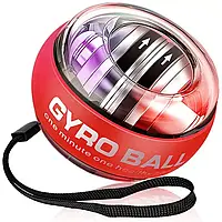 Тренажер гироскопический для кистей рук Power LED Gyro Ball D110 Красный. Кистевой тренажер, Гиробол, Эспандер